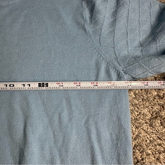 ROOLEE The Willis Textured Sweater Medium Blue soft lightweight puff sleeve - Picture 11 of 14